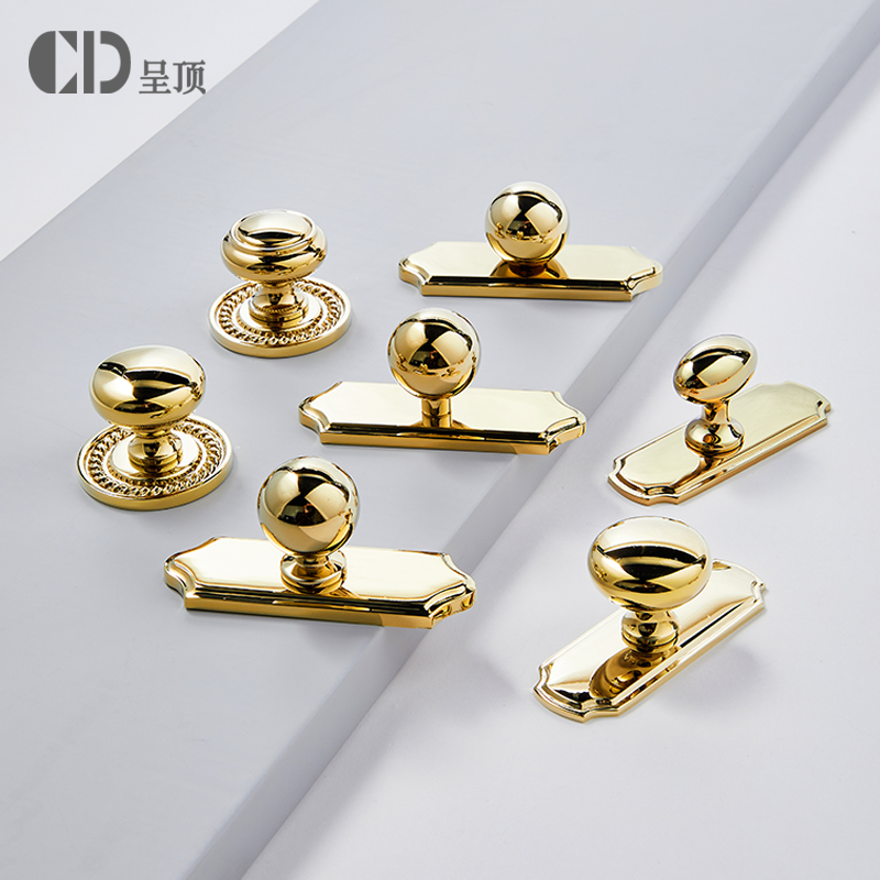 金色法式黄铜拉手轻奢美式衣柜门极简橱柜鸽子蛋鞋柜抽屉单孔把手