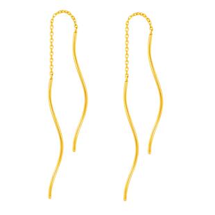 百泰首饰黄金耳线足金999长款耳饰耳坠流苏新潮曲线送女友生日礼