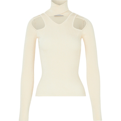 【季末折扣】COPERNI 秋冬女挖剪罗纹针织上衣高领打底衫-FJ