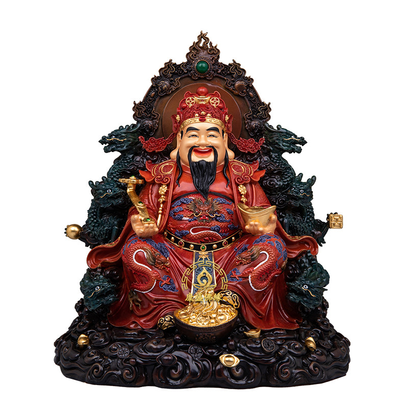 纯铜九龙财神爷佛像店铺招财摆件