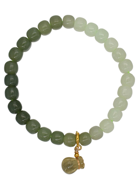 招财手链钱袋渐变和田玉串珠古风