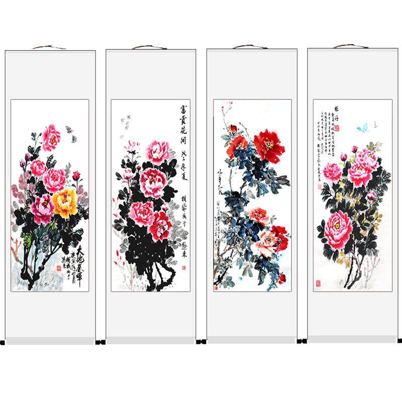 牡丹国画挂轴花开富贵水墨画宣纸国画