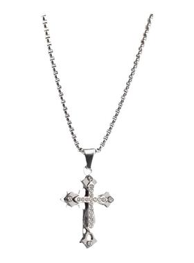 钛钢潮流十字架项链不掉色长款