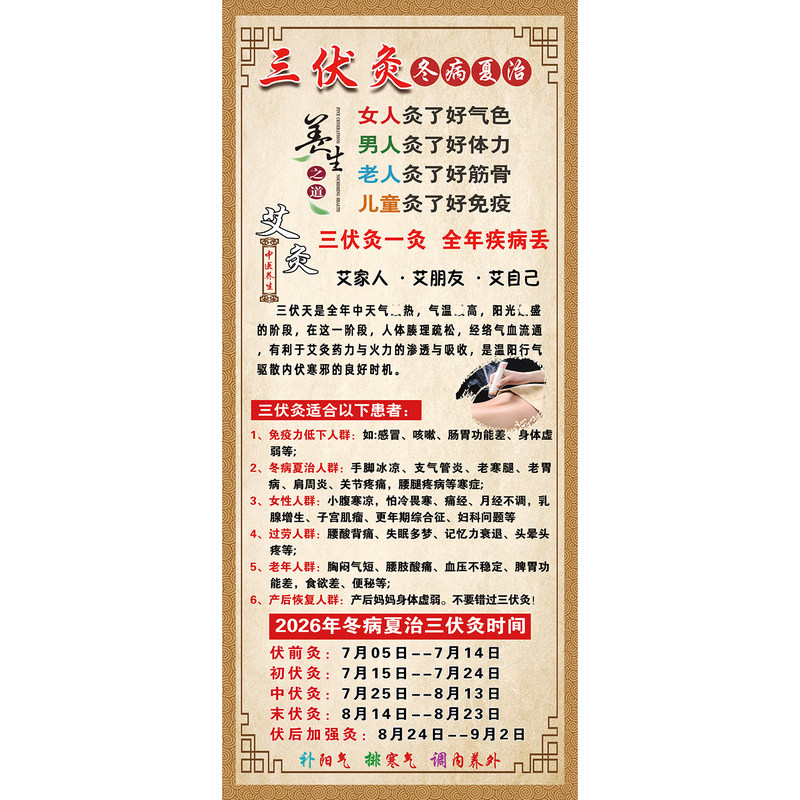 三伏贴三伏灸宣传画冬病夏治海报