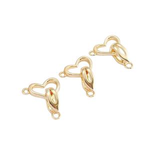 14K保色桃心珍珠项链手链爱心接扣卡扣diy手工饰品收尾扣头配件