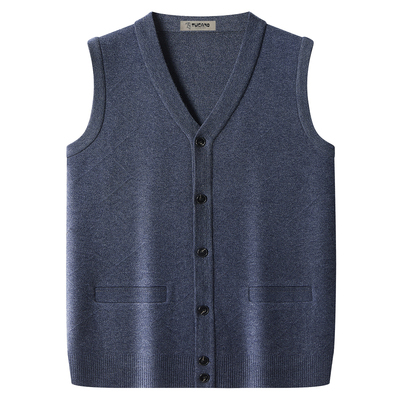 啄木鸟春秋针织开衫男士马甲V领