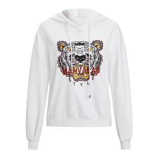 曼德诗白色连帽动物刺绣棉卫衣女2025秋冬宽松休闲时尚磨毛外套