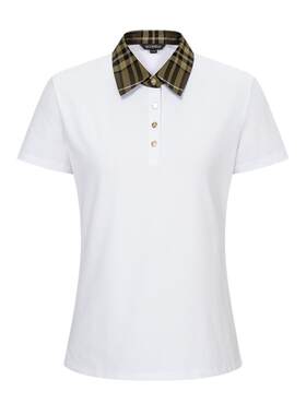 Scofield女装格纹领拼接Polo衫