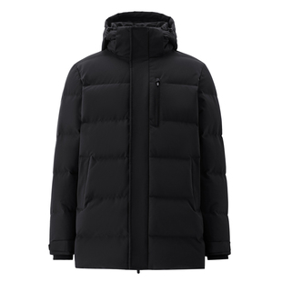 佐丹奴绅士风羽绒服男保暖鹅绒服可卸帽中长款羽绒外套男01074697