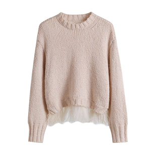 forevercan冬季新款 时尚半高领宽松毛衣女 流苏落肩气质上衣百搭