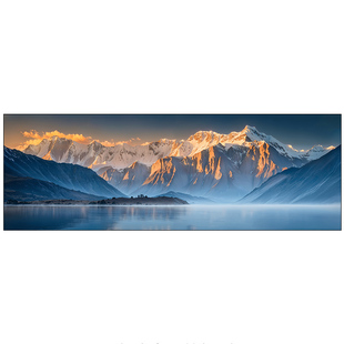 招财湖 客厅长横幅装饰画大气风景画沙发背景墙挂画现代墙画壁画