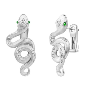 红绿眼睛小蛇手工拉丝耳拍耳环女