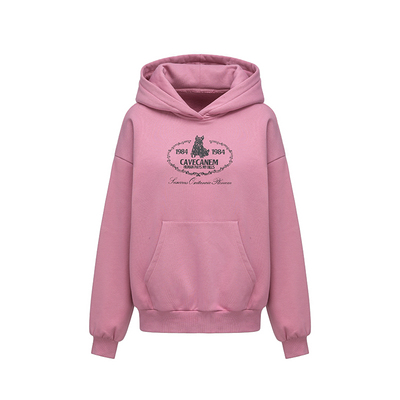 oinimi 玩球小狗玫粉色印花卫衣 廓形感加绒连帽衫