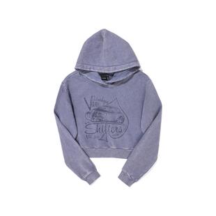 ABLE JEANS 冬季新款女士美式复古水洗做旧印花及腰短款连帽卫衣