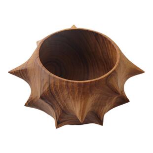 明院木器 手工雕刻柚木器 原创柚木碗 装饰碗“刺附之碗”