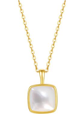 周六福项链女几何链坠S925银黄金色高级感小众送女友节日礼物