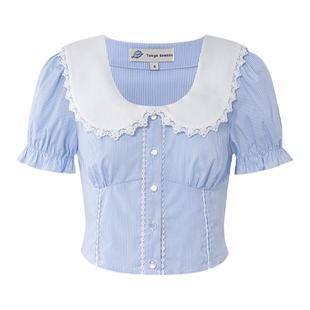 春日私语学院风JK制服泡泡袖上衣可爱显瘦精致收腰衬衫东京岁时记