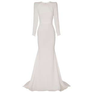 高端晚礼服新娘派对结婚敬酒服女气质优雅舞台主持人演出服连衣裙