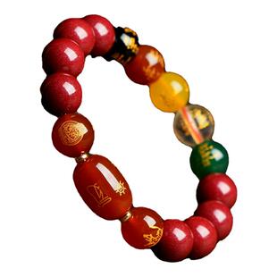 正品原矿朱砂手链女高含量朱砂五路财神佛珠手串男2026本命年手链