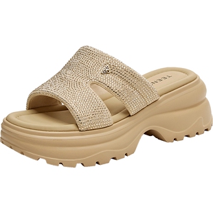 天美意2025新款商场同款厚底一字拖沙滩拖女运动拖鞋BI972BT5