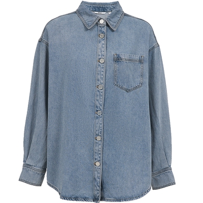 ONLY口袋装饰落肩牛仔衬衫