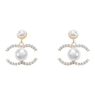 珍珠款小香风双c耳环女