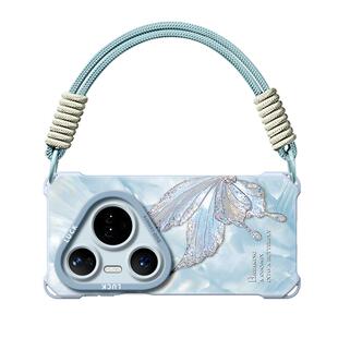 适用华为pura80手机壳pura70新款pura80pro可背80ultra带挂绳80pro+背带斜挎P女款pro背包式p80+挂脖外壳蝴蝶