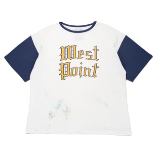 现货折扣 BOWWOW WEST POINT LOGO RIBBED SS做旧污渍印花短袖T恤