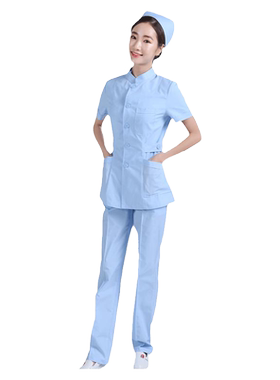 护士服分体套装护士服套装女冬短袖立领月嫂医生美容院牙科工作服