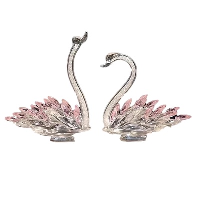 水晶天鹅玄关电视柜酒柜家居装饰品摆件爱情长长久久双只结婚乔迁