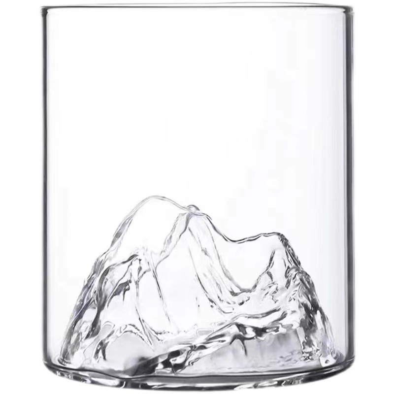 初雪冰川杯观山杯玻璃杯定制logo富士山水杯印字咖啡杯透明茶杯子