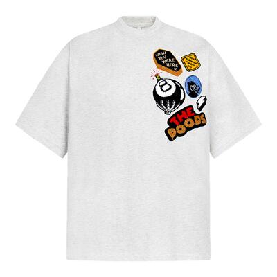 美式街头徽章植绒刺绣情侣短袖