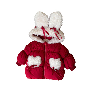 一岁宝宝棉服套装新款保暖女童外套冬季小月龄三件套衣服加绒冬装