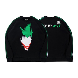 TEE7-DC漫画蝙蝠侠小丑夜光圆领卫衣抽象画风落肩宽松秋冬纯棉