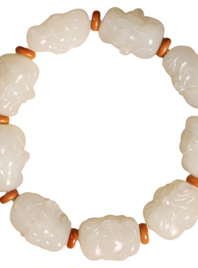 和田玉籽料白玉十八罗汉手串