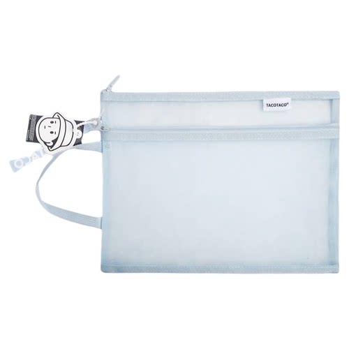 TACOTACO双层网纱手提文件袋a5收纳袋透明拉链式补习袋学生拎书袋a4试卷袋资料袋初高中生专用学习笔袋大容量