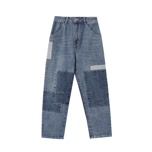 it :5cm/FIVECM乞丐风拼接撞色牛仔裤男女新款潮流2025夏宽松裤子