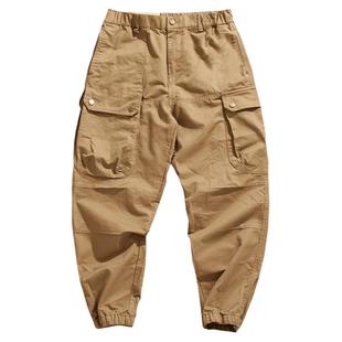 户外机能多口袋工装裤男美式休闲宽松潮款立体剪裁高街束脚裤子潮