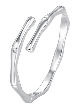 小众设计竹节戒指女s999纯银