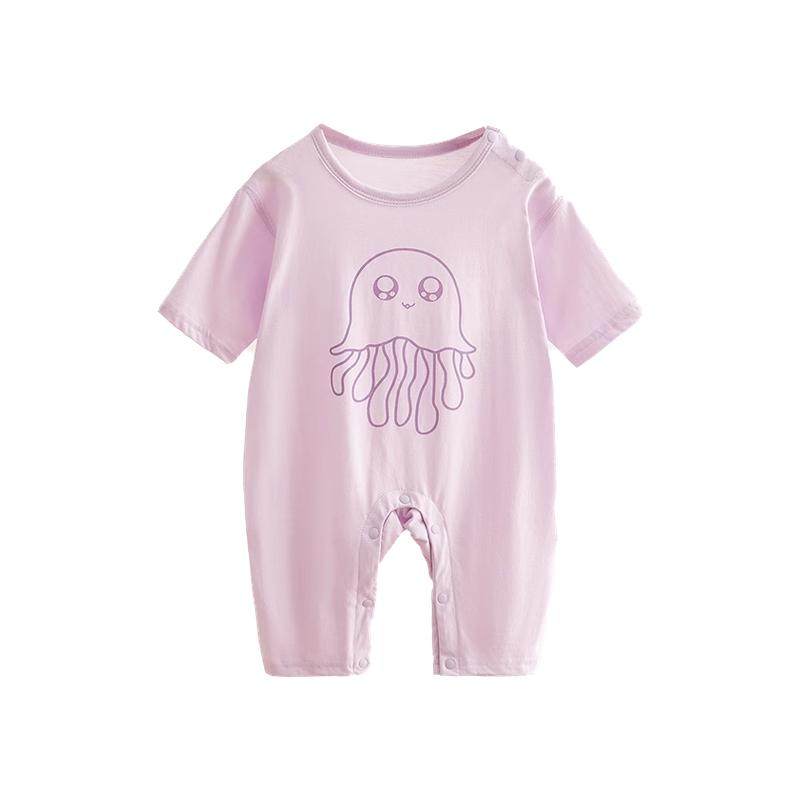 婴儿衣服超薄连体衣七分袖宝宝春秋爬服无骨睡衣空调服可爱宽松服
