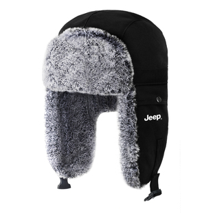 JEEP雷锋帽2025新款男东北防寒帽子护耳毛绒帽冬季加绒加厚帽子女