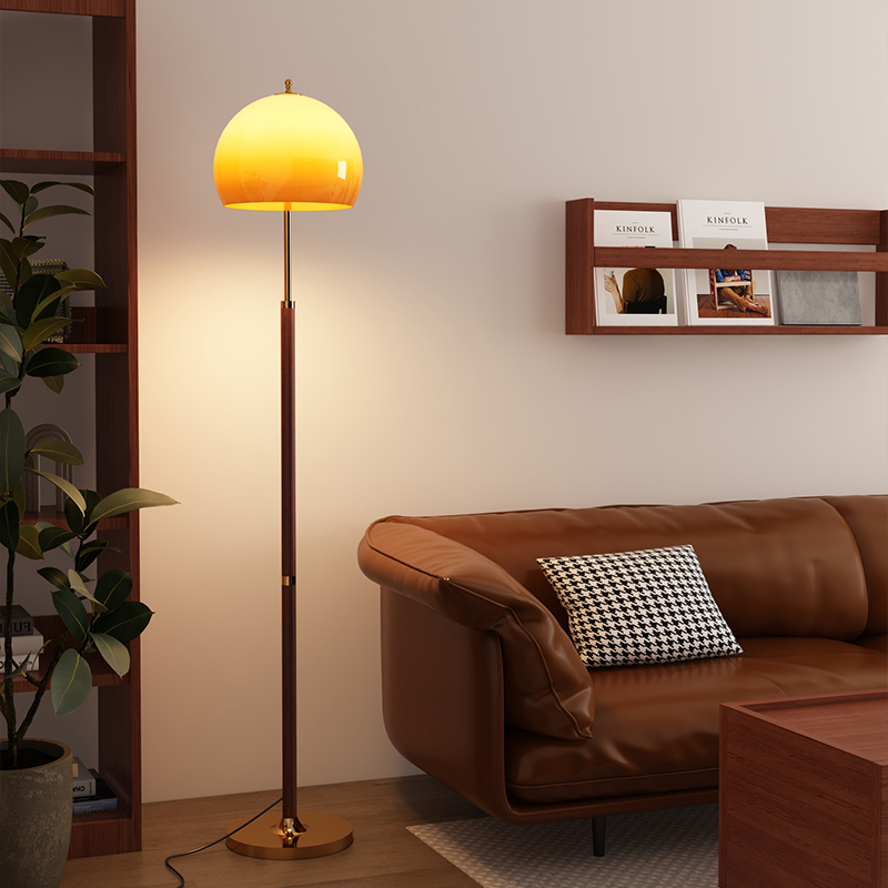 中古实木落地灯客厅沙发2025新款法式复古卧室氛围高级感落地台灯