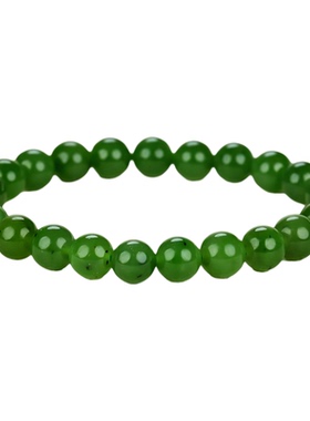 8mm佛珠手串颈饰天然新疆和田碧玉圆珠女款天然和田碧玉项链送礼