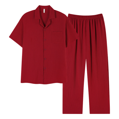思馨坊夏季短袖情侣红色结婚睡衣