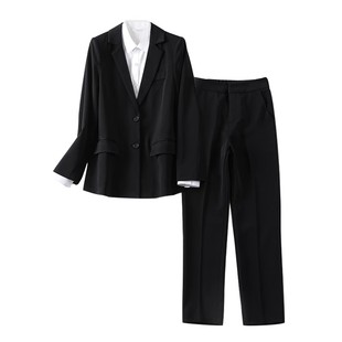 黑色西装套装女春秋大学生毕业答辩面试职业装西服学生会正装工装