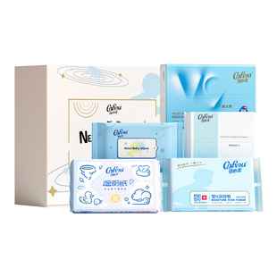 天猫U先试用 可心柔宝宝新生儿成长礼盒含云柔巾湿巾湿厕纸洗脸巾