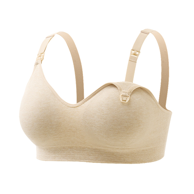 Momcozy哺乳内衣纯棉防下垂聚拢免手扶吸奶文胸73%高棉孕哺内衣