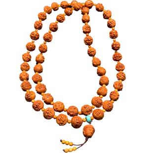 龙纹桃核108罗汉脖挂文玩长串高端精雕刻十八罗汉橄榄核手串男士