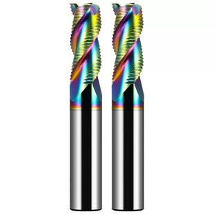 鲨鱼60度硬质合金3刃七彩铝用波纹玉米波刃开粗钨钢粗皮铣刀加长