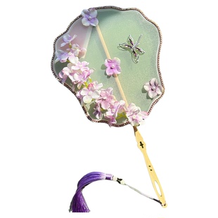 扇语春风团扇舞蹈扇子道具儿童女生表演演出刺绣手持跳舞专用道具